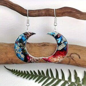 Crescent Moon Dangle Drop Earrings